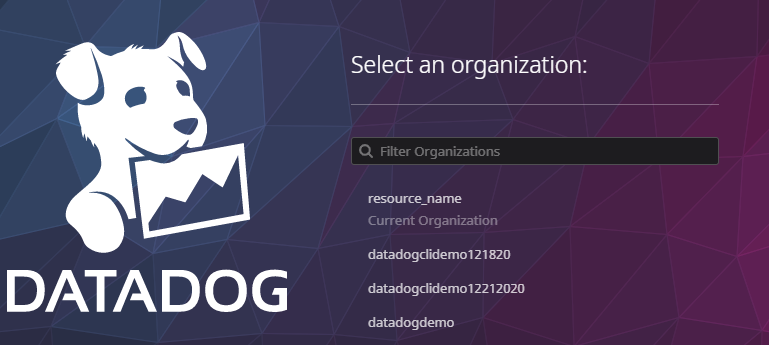 Wählen Sie die entsprechende Datadog-Organisation zum Verknüpfen aus