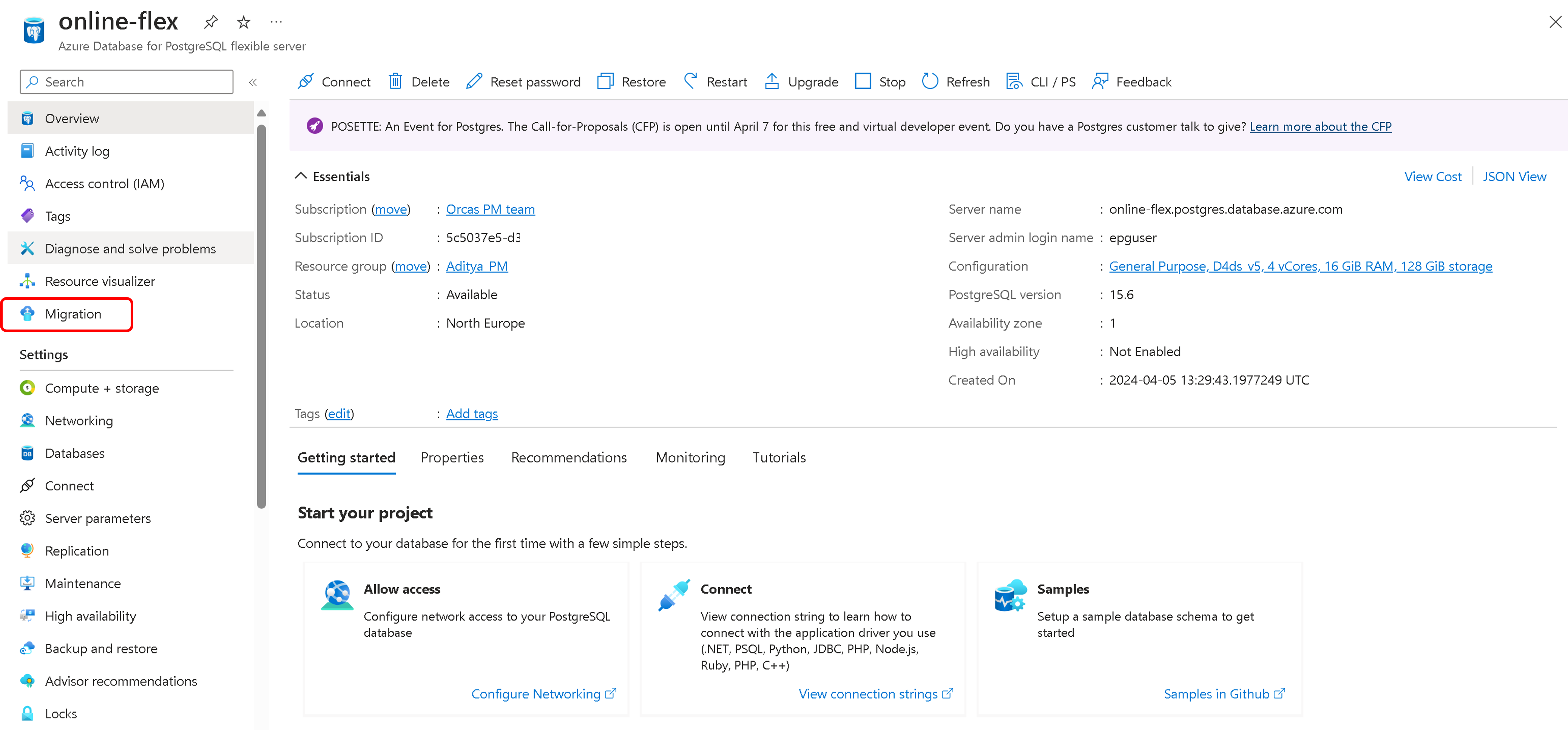 Screenshot: Migrationsauswahl