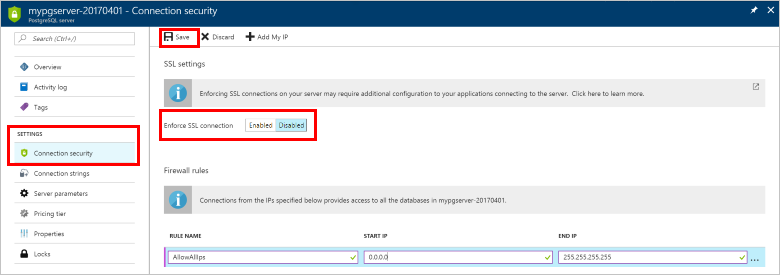 Verbindungssicherheit: Erzwingung von TLS/SSL deaktivieren