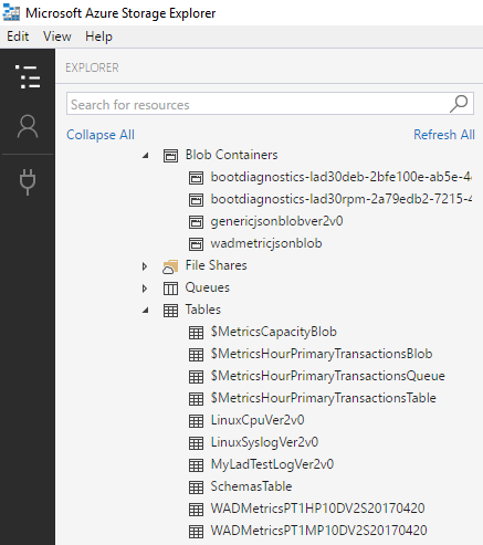 Screenshot des Azure Storage-Explorer.