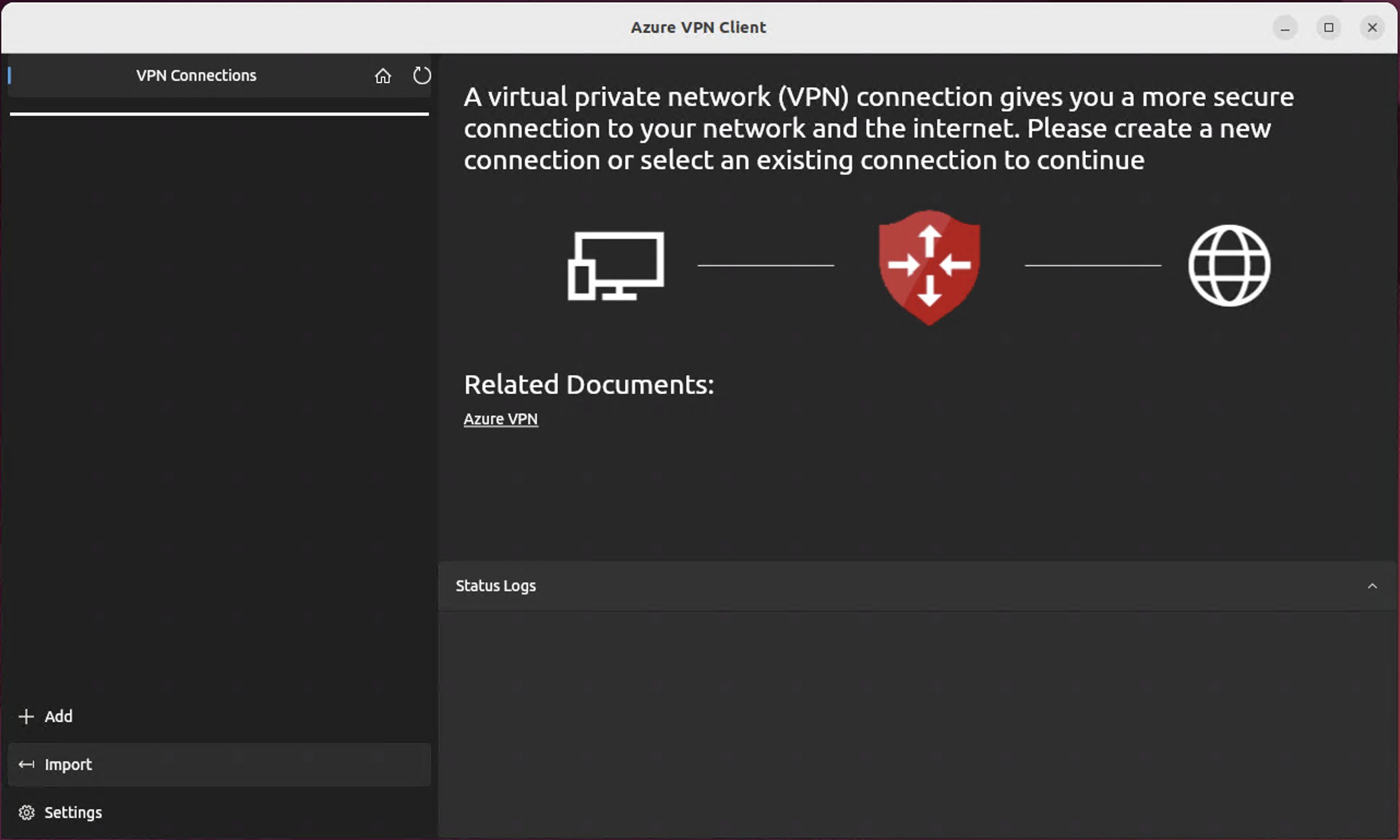 Screenshot: Auswählen der Importoption von Azure VPN Client