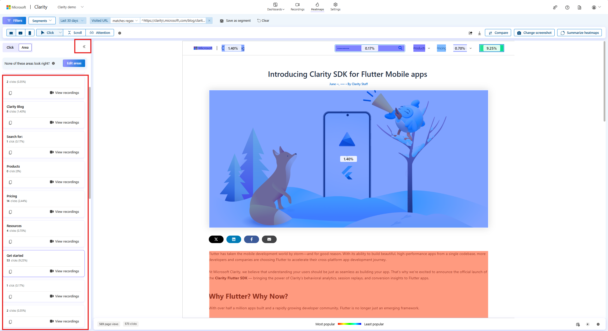 Area maps left panel.