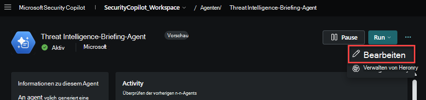 Agent-Option bearbeiten