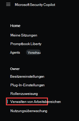Abbildung: Verwalten von Arbeitsbereichen auf der Seite 