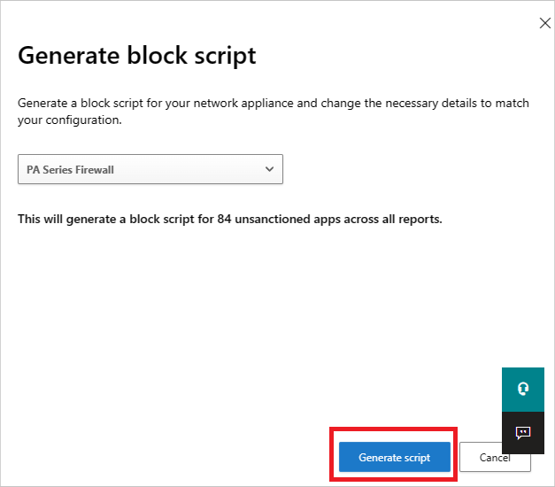 Schaltfläche Blockskript generieren.