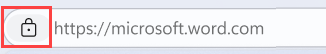 Screenshot eines zusätzlichen Sperrsymbols in der Adressleiste des Browsers.