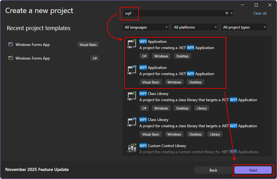 Screenshot des Visual Studio-Dialogfelds 