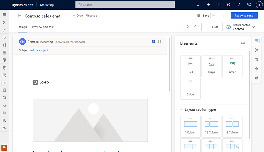 Screenshot einer E-Mail in Customer Insights - Journeys