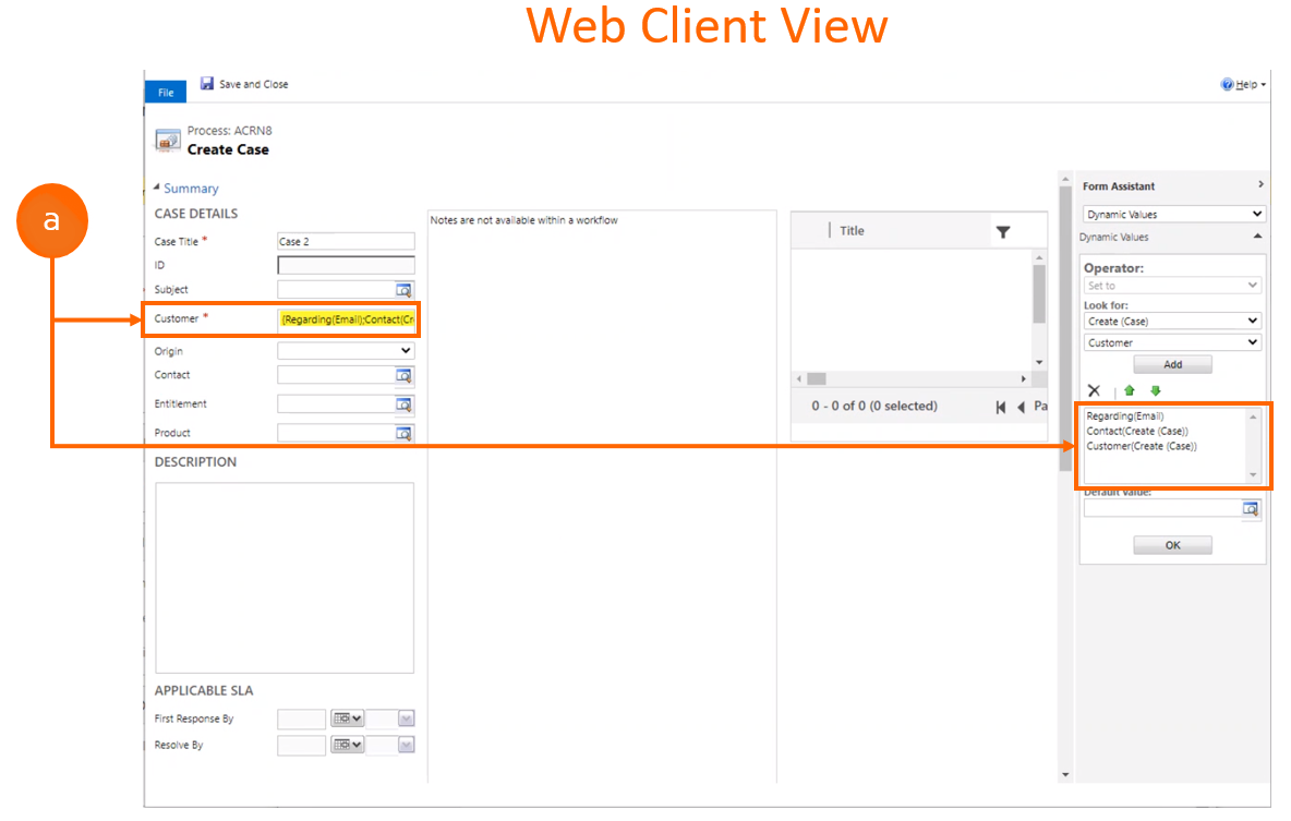 Screenshot der Web-Client-Ansicht für ein Bezugs-Feld.