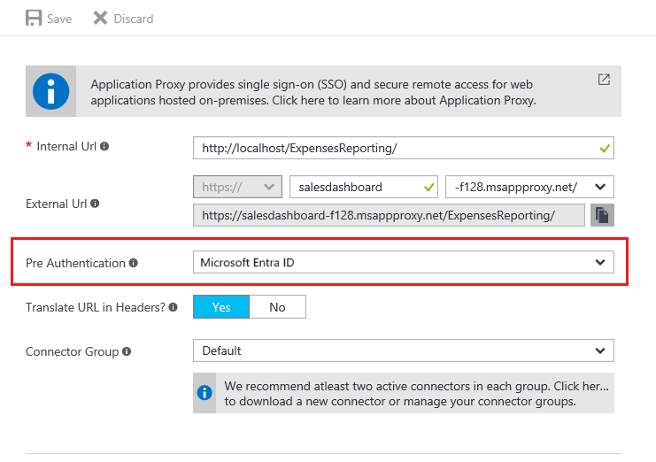 Screenshot der Vorauthentifizierungsmethode im Microsoft Entra Admin Center.