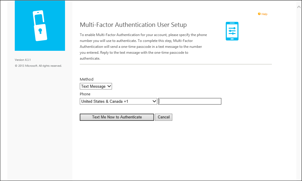 User portal verification using SMS