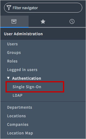 Konfigurieren der App-URL Screenshot: ServiceNow Express-Anwendung mit hervorgehobener Option „Einmaliges Anmelden“