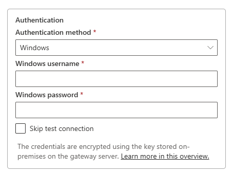 Screenshot der Windows-Authentifizierungsmethode für Ordner.