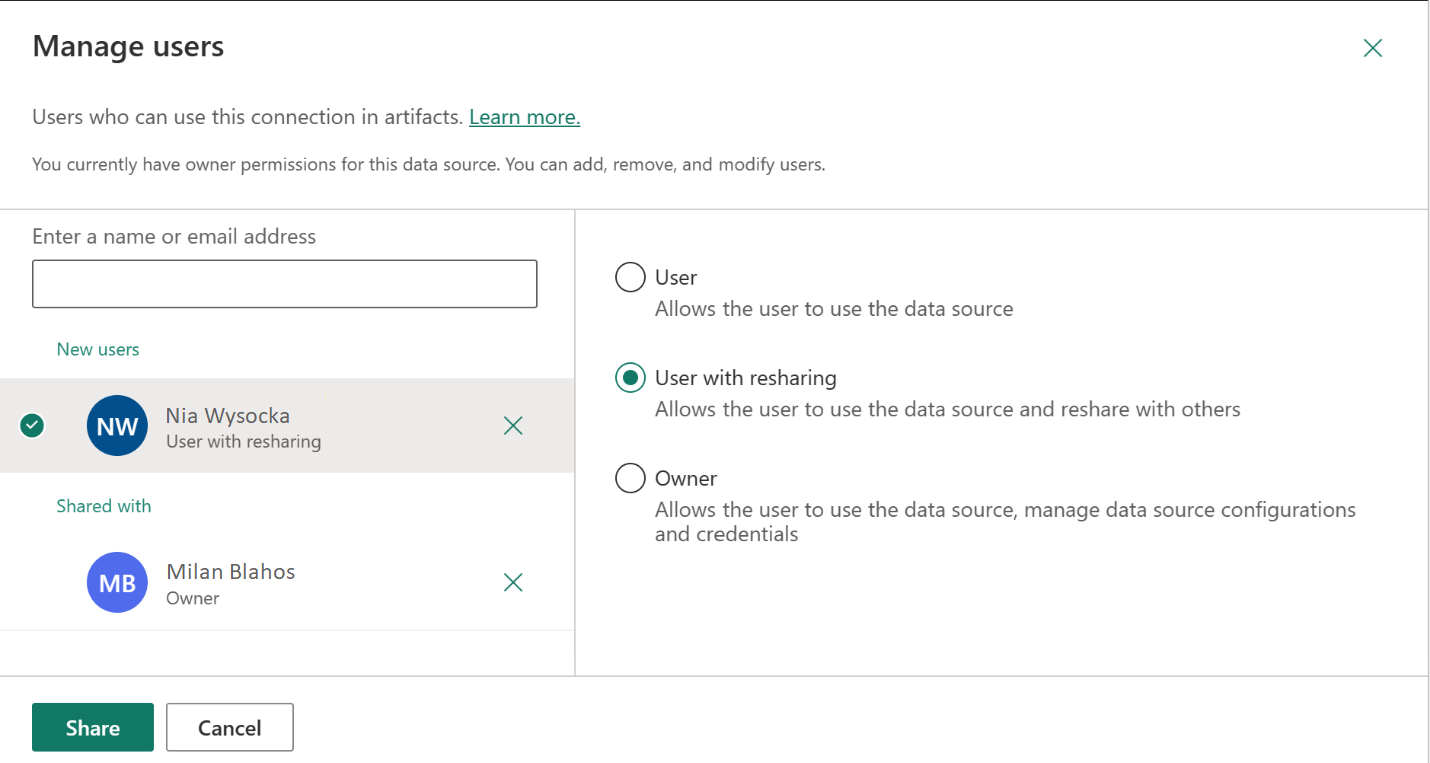 Screenshot showing the Manage users screen.