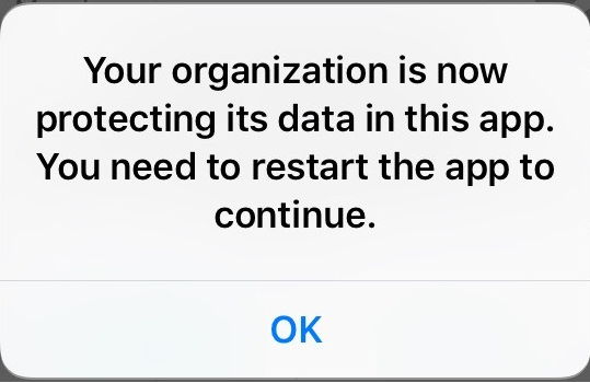Screenshot der auf dem Bildschirm empfangenen Meldung zur geschützten App.