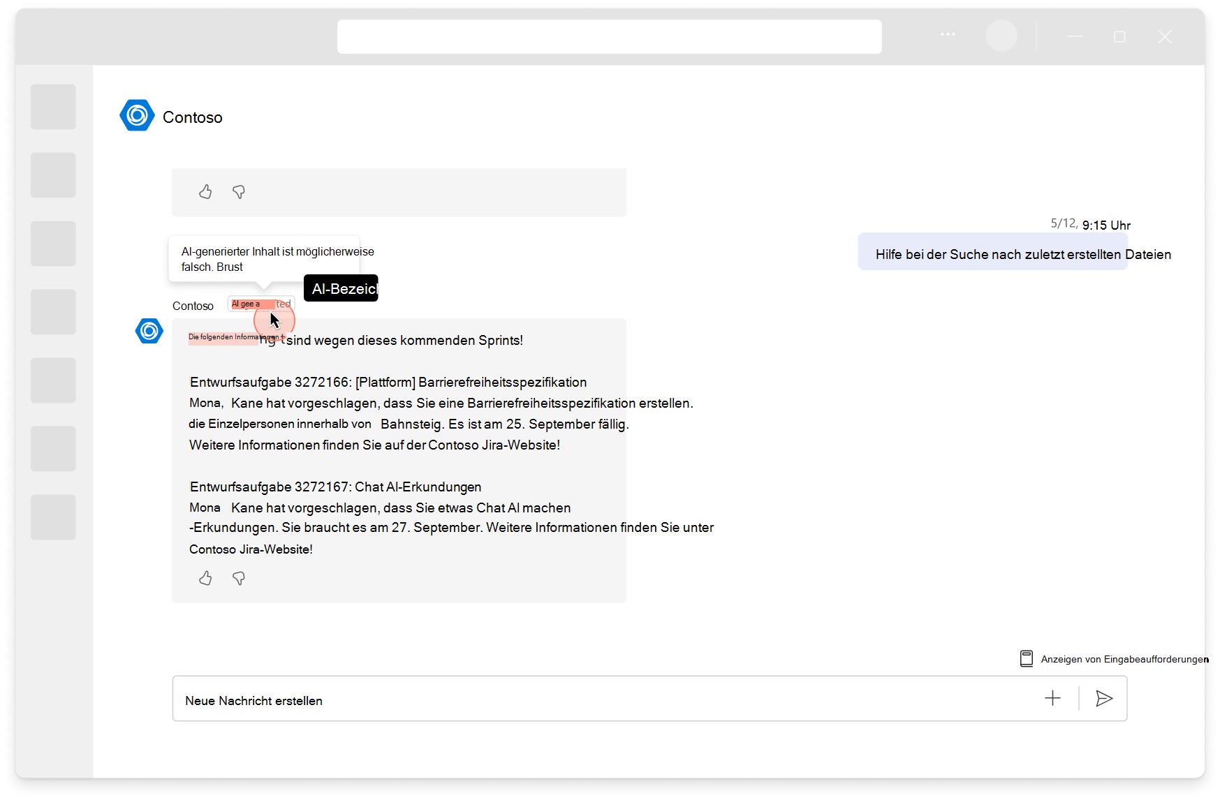Screenshot: KI-Bezeichnungen