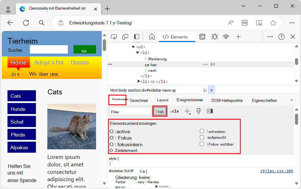 Das Zustandssimulationstool mit allen Optionen