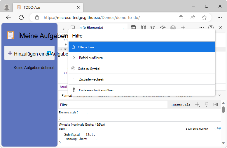 Weitere verfügbare Aktionen