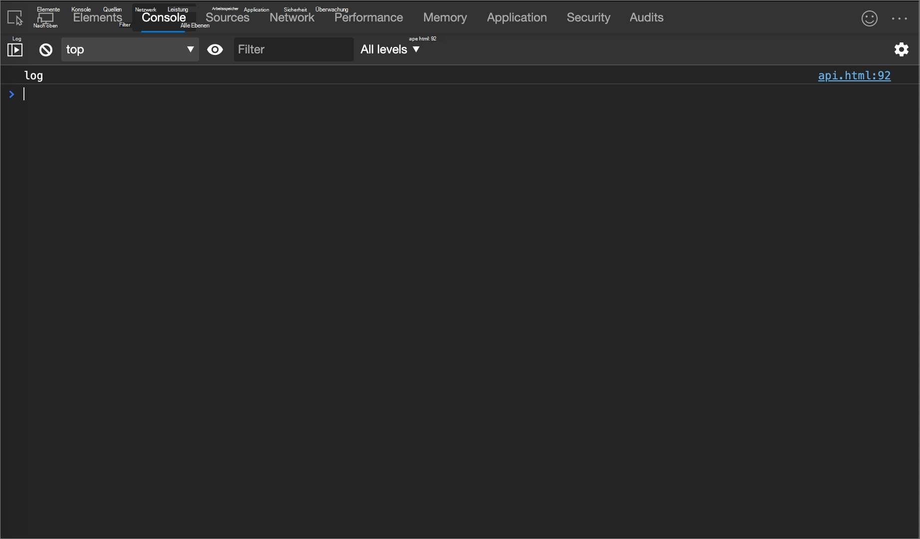 Das Ergebnis des console.log()-Beispiels