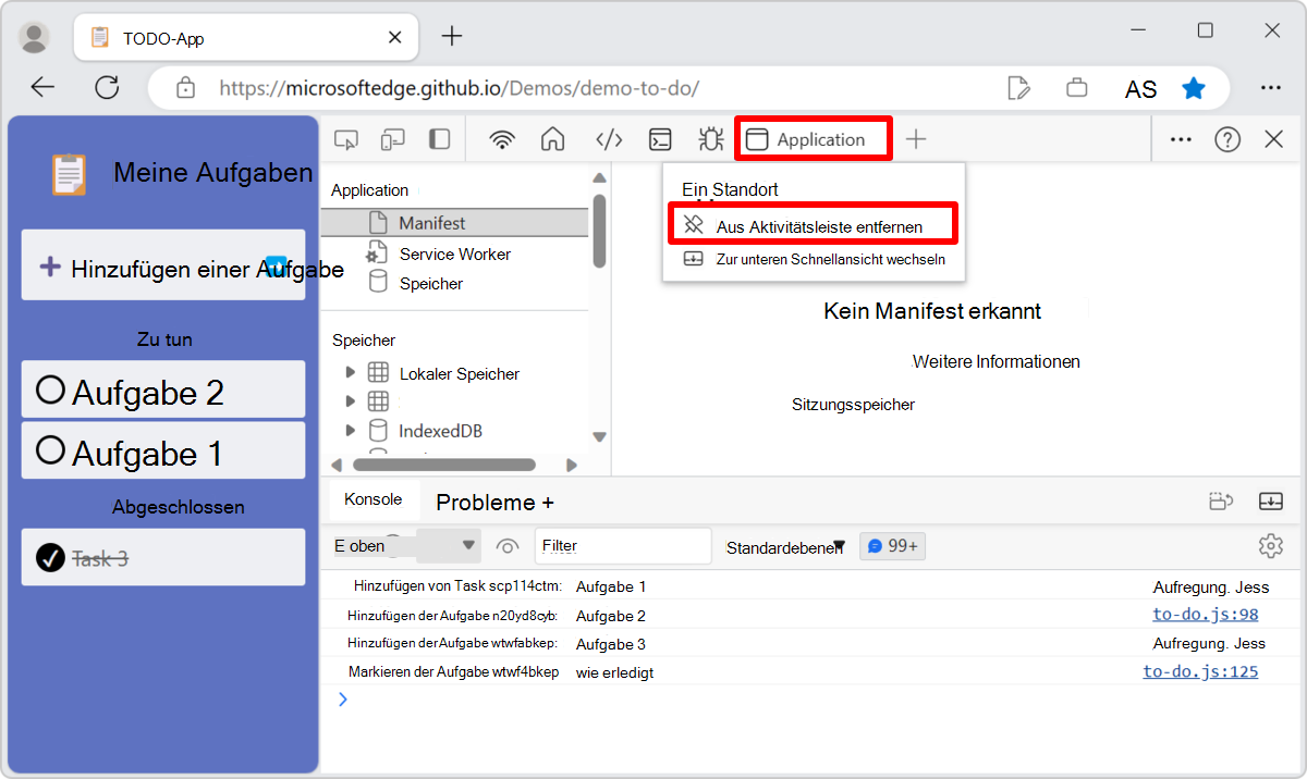 Schaltfläche 'Schließen' auf der Registerkarte