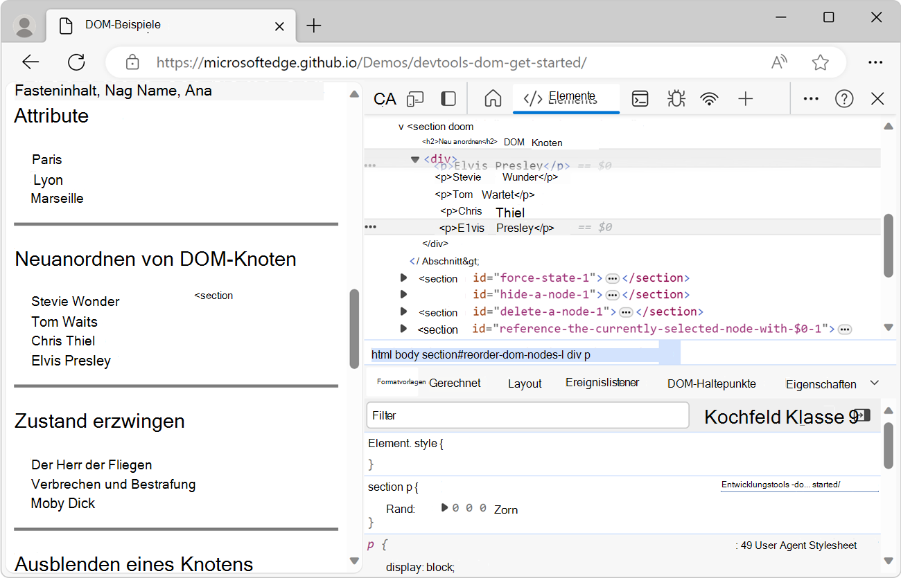 Ziehen Sie den Knoten an den Anfang der Liste.