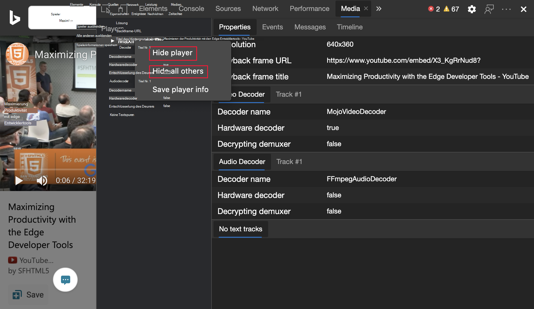 Media Player ausblenden