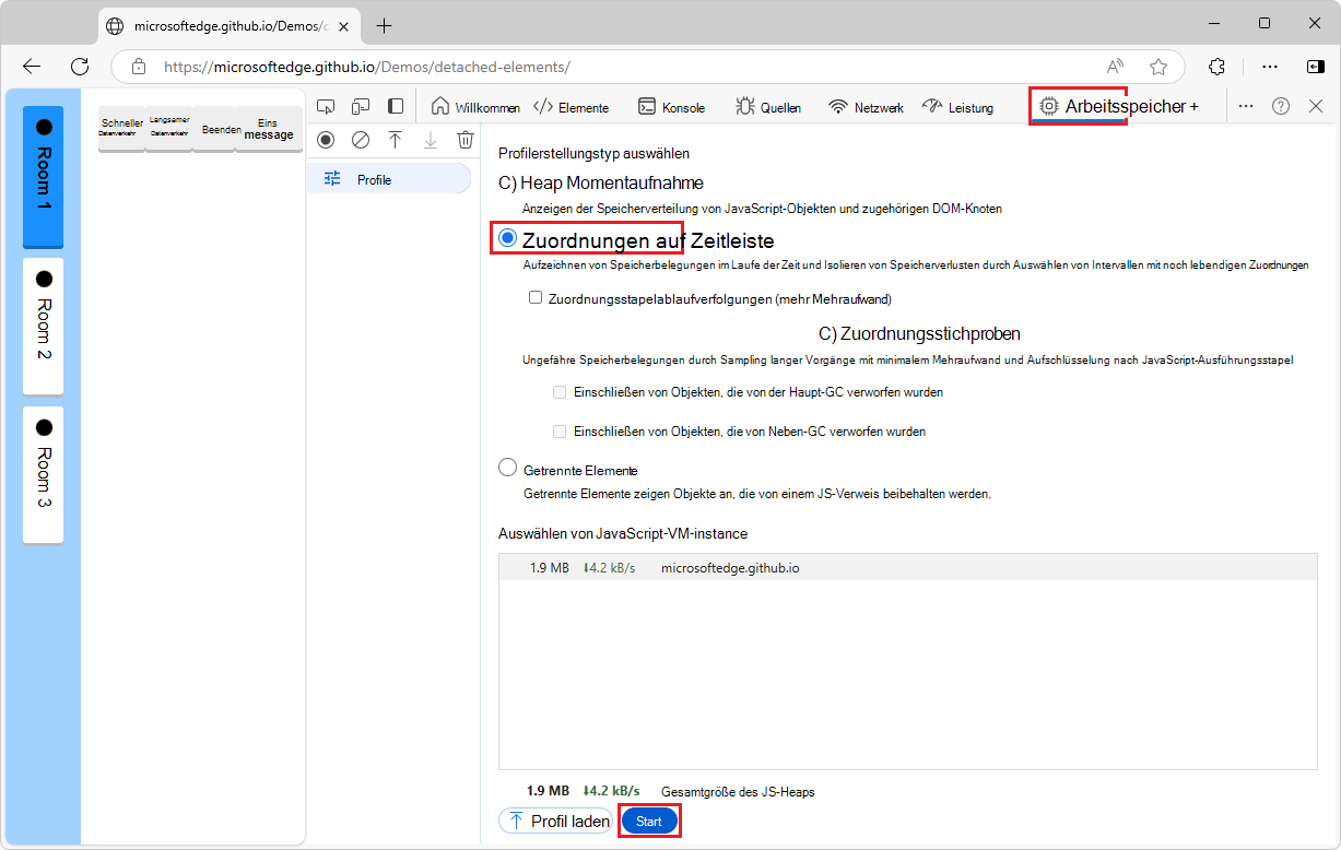 Öffnen des Speichertools