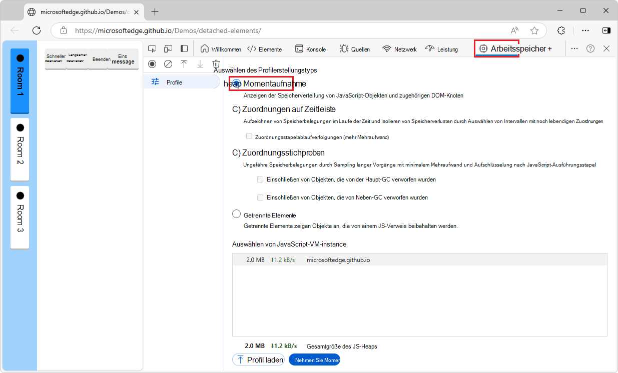 Öffnen des Speichertools
