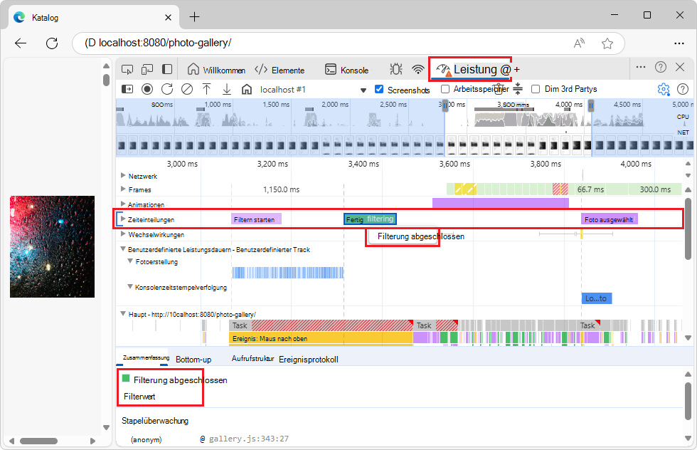 Benutzerdefinierte Marker im Zeitsteuerungstrack