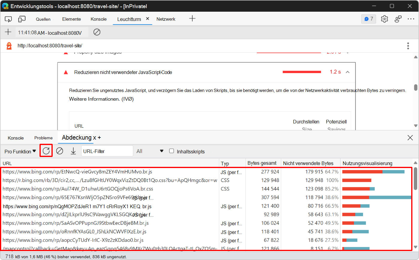 Das Abdeckungstool im Bereich 