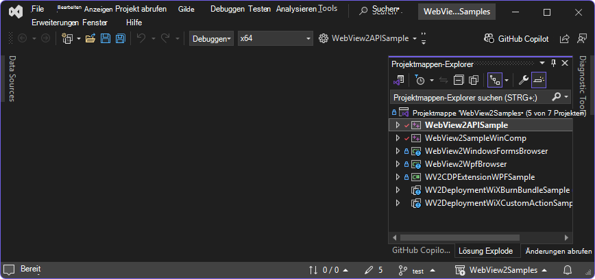 Alle Projekte in der Projektmappe in Projektmappen-Explorer
