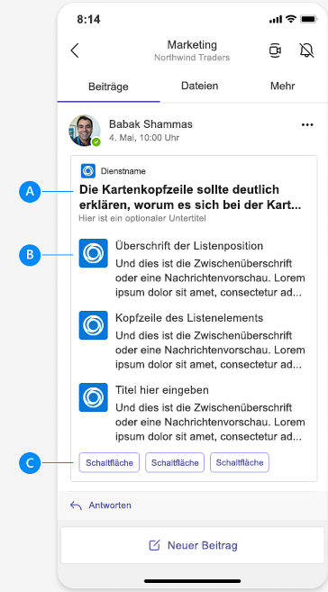 Beispiel der Anatomie adaptiver Karten auf einem Mobilgerät.