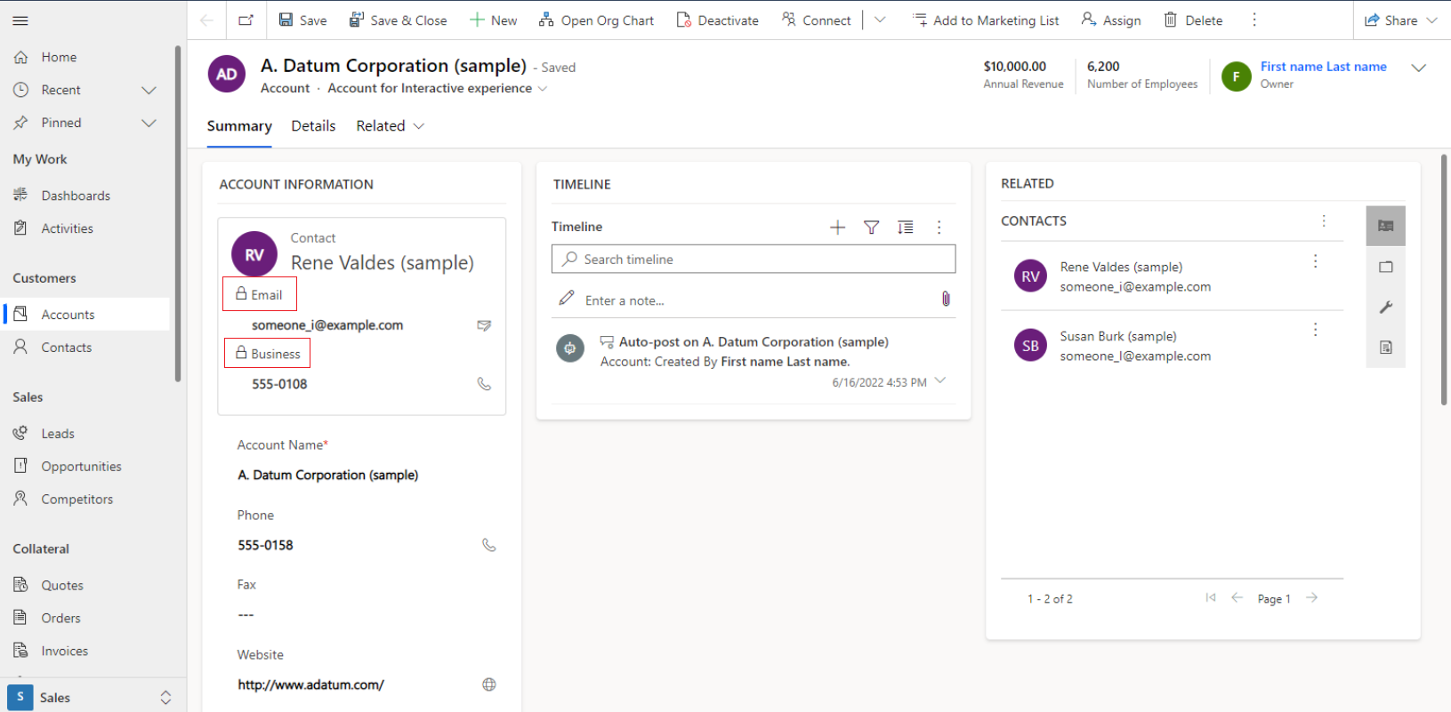 Screenshot der Formular-UI-Verbesserungen des Layouts verwandter Datensätze