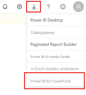 Screenshot: Downloadoption für das Power BI-Add-In für PowerPoint.