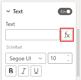 Screenshot of the Text pane, highlighting the Conditional formatting button for the button text.