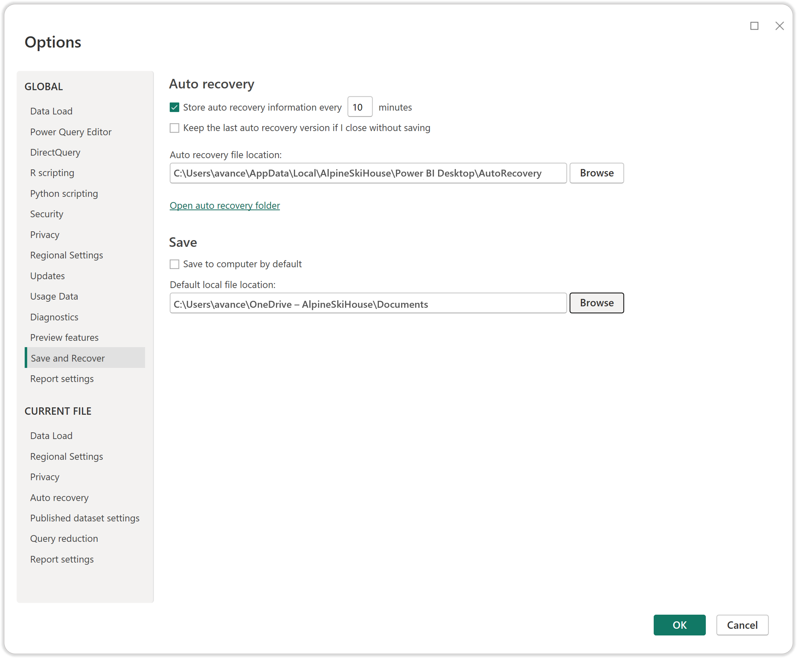 Screenshot of how to change the default save location.
