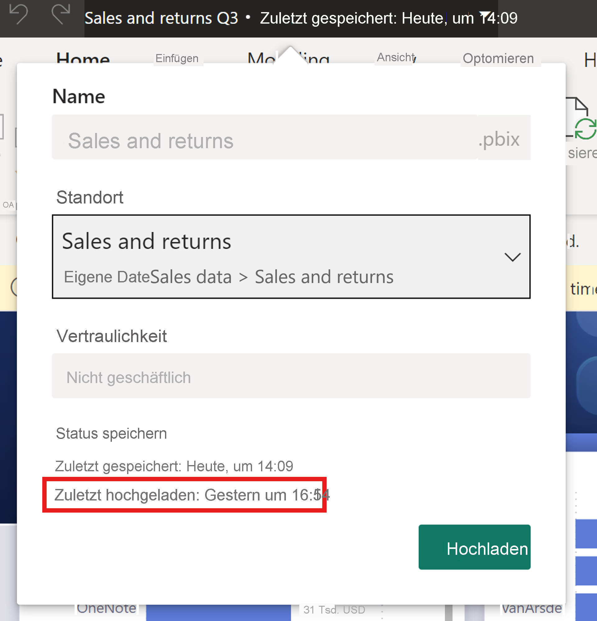 Screenshot of title bar in Power BI Desktop.