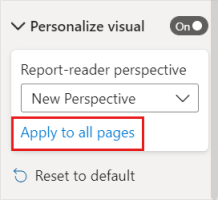 Screenshot showing how to apply the perspective to the entire report.
