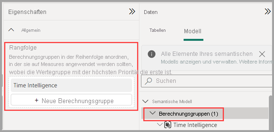 Screenshot of setting calculation group precedence.