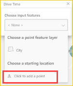 Screenshot zeigt die Option „Klicken, um einen Punkt hinzuzufügen“ im Bereich „Fahrzeit“. 