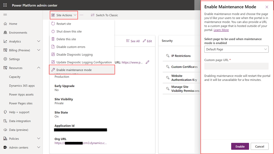Wartungsmodus aktivieren