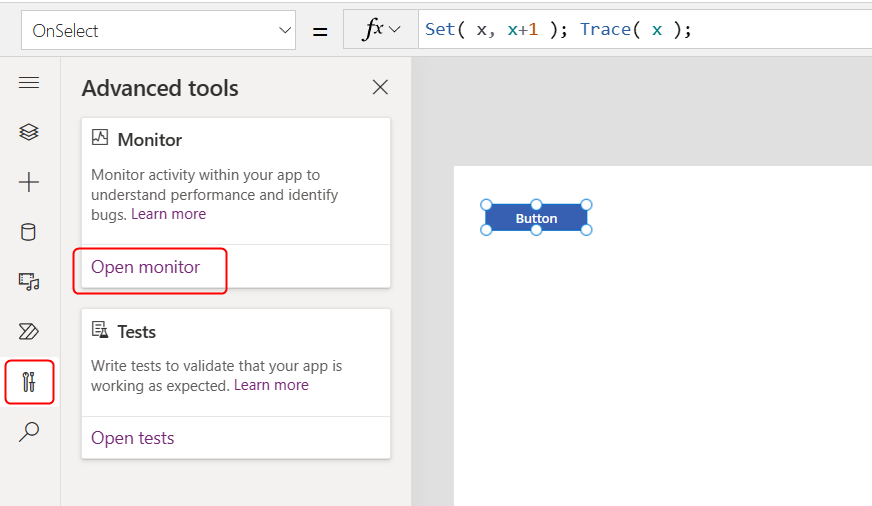 Einstiegspunkt für Power Apps Monitor