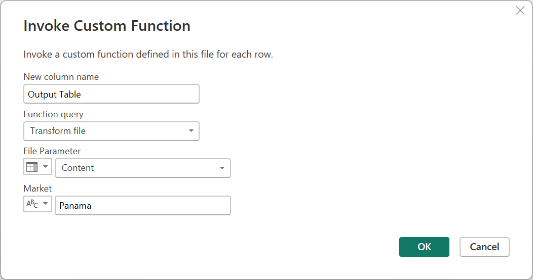 Screenshot der aktualisierten aufgerufenen benutzerdefinierten Funktionsargumente.