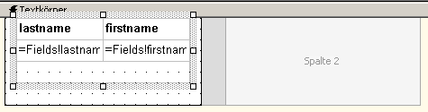 Zeigt ein mehrspaltiges Berichtslayout