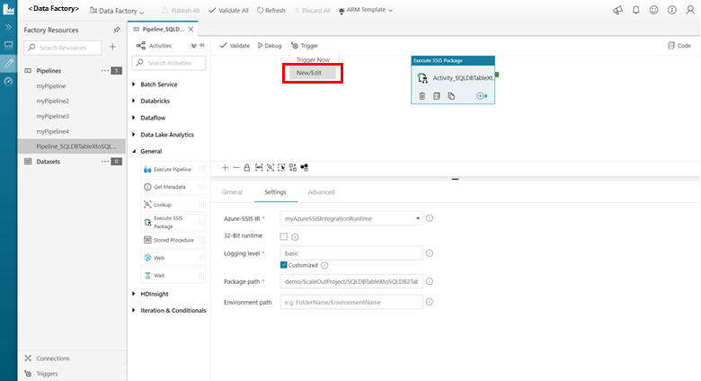 Optionales Bearbeiten der neuen Pipeline