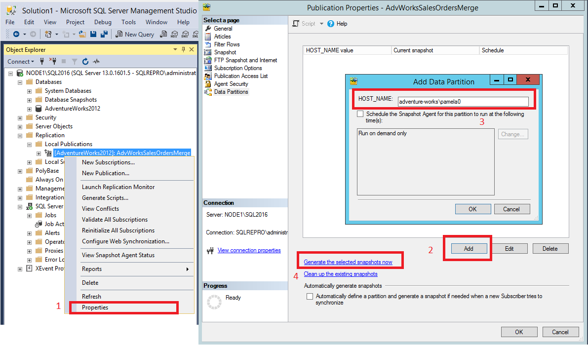 Selections for adding a partition