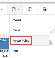 Screenshot der Exportliste mit hervorgehobener Option PowerPoint.