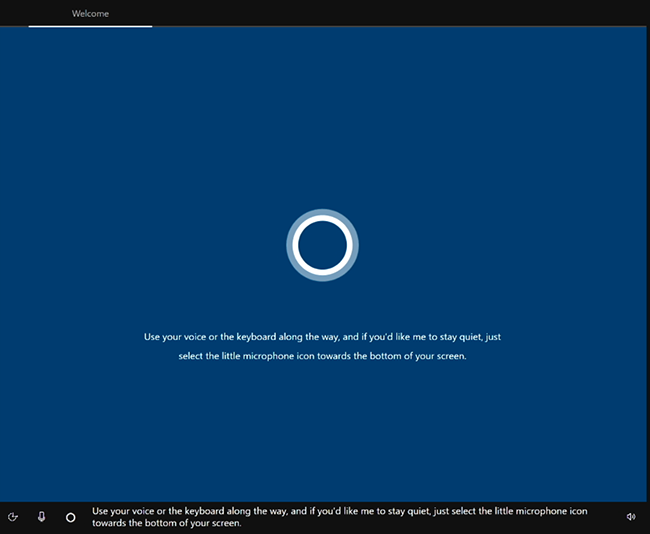 Cortana ist aktiviert, um Sie durch den Prozess zu führen.