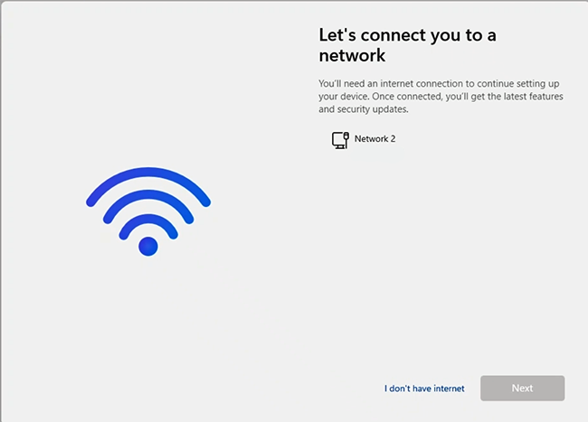 Screenshot: Herstellen einer Verbindung mit einem Netzwerk