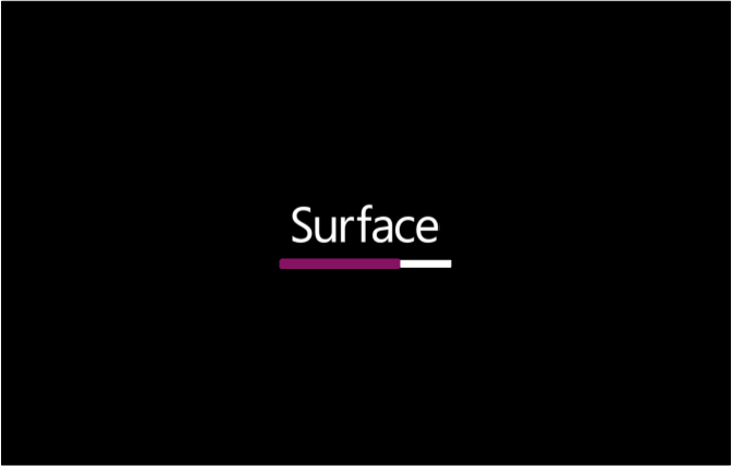 Surface TPM-Firmware mit hellvioletter Statusanzeige.
